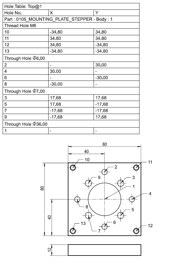 Zeichnung der Adapterplatte für den BF20 CNC Fräsmaschinenumbau