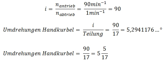 Berechnung der Teilung mit Teilscheiben